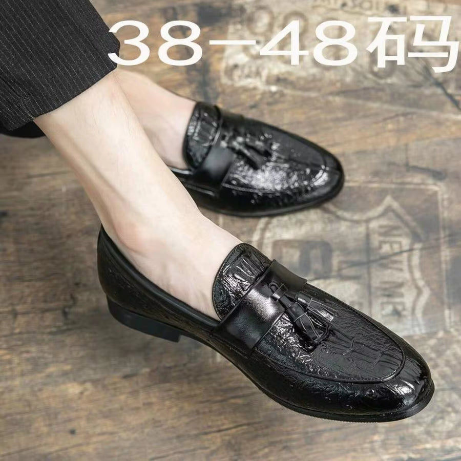 Large Size Men's Slip-On Tassel Loafers Business Leather Shoes For Men
