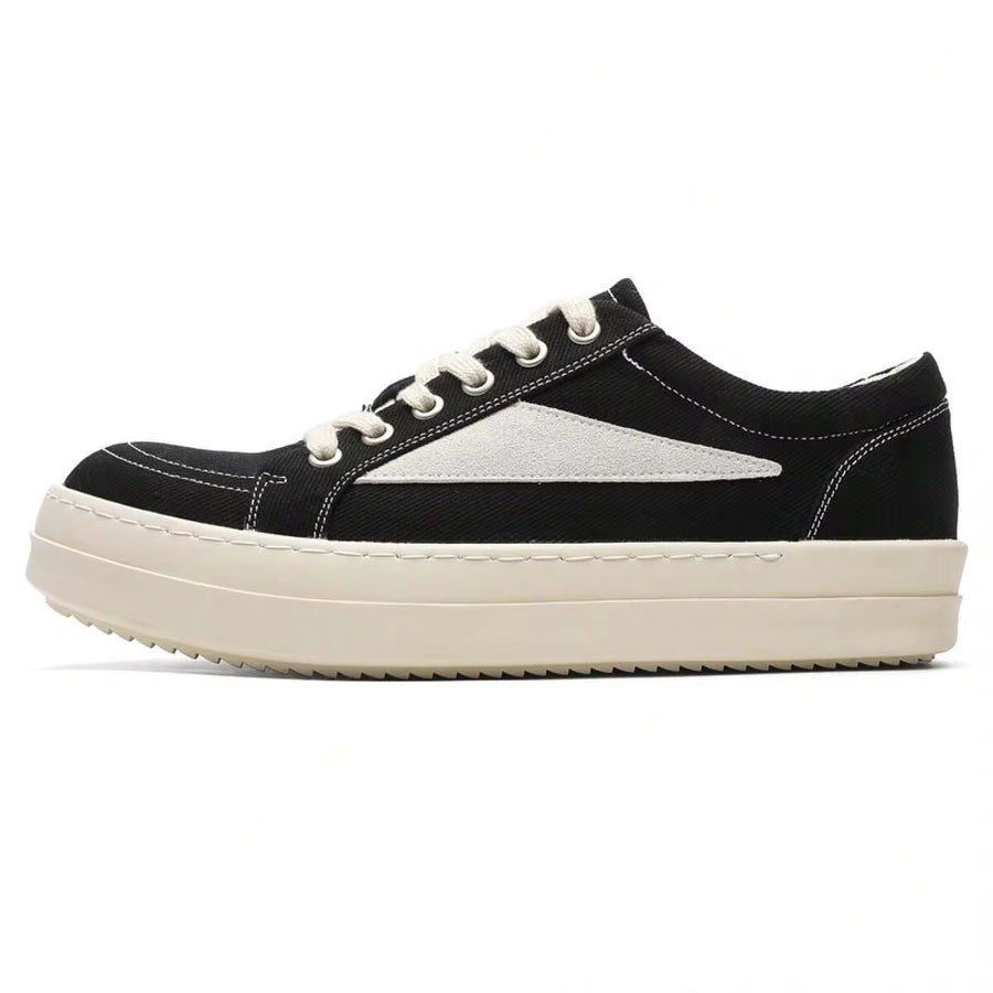 Casual Niche Thick-Soled Height-Increasing Casual Sneakers In American Black And White Low-Top Style